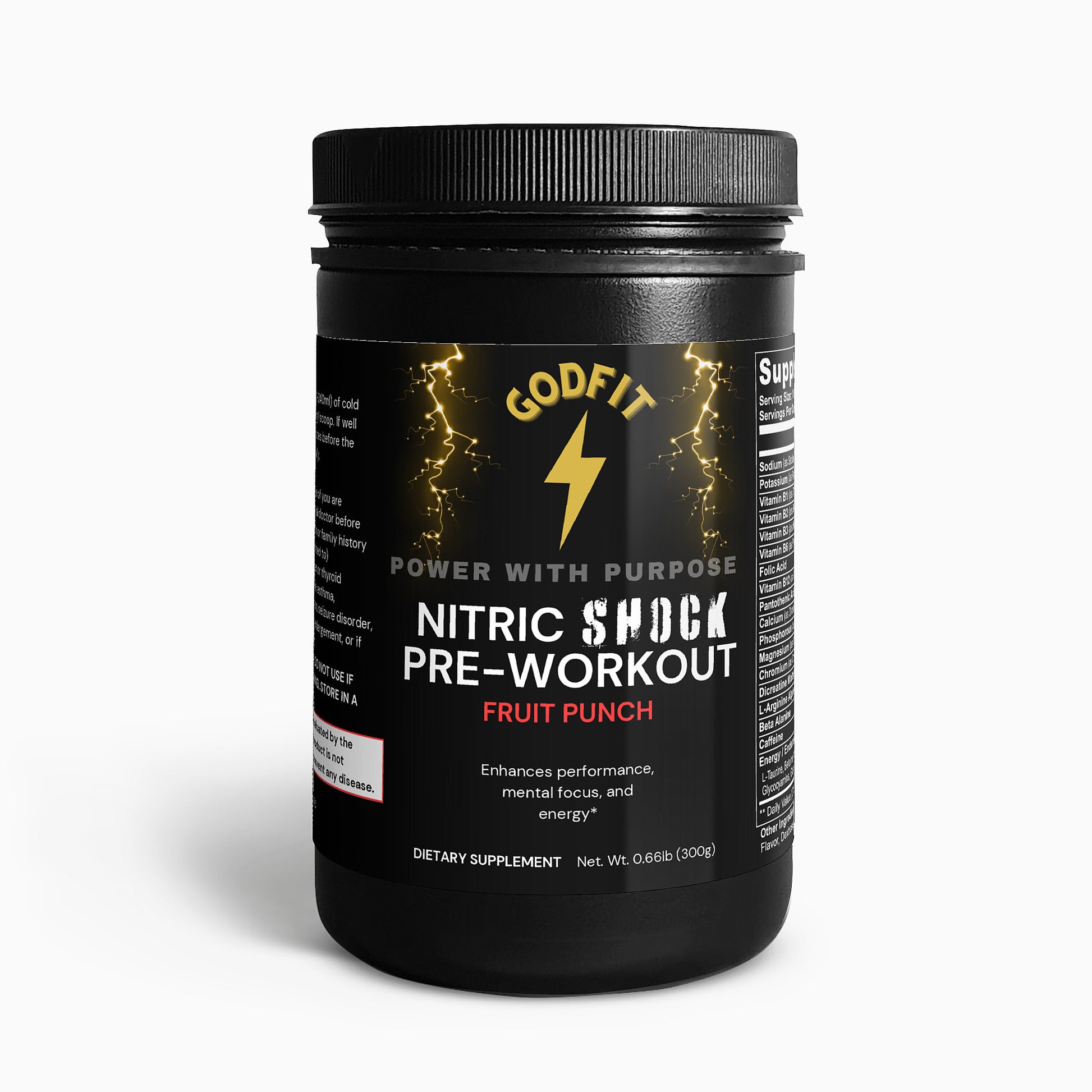 GodFit Nitric Shock Pre-Workout Powder (Fruit Punch)
